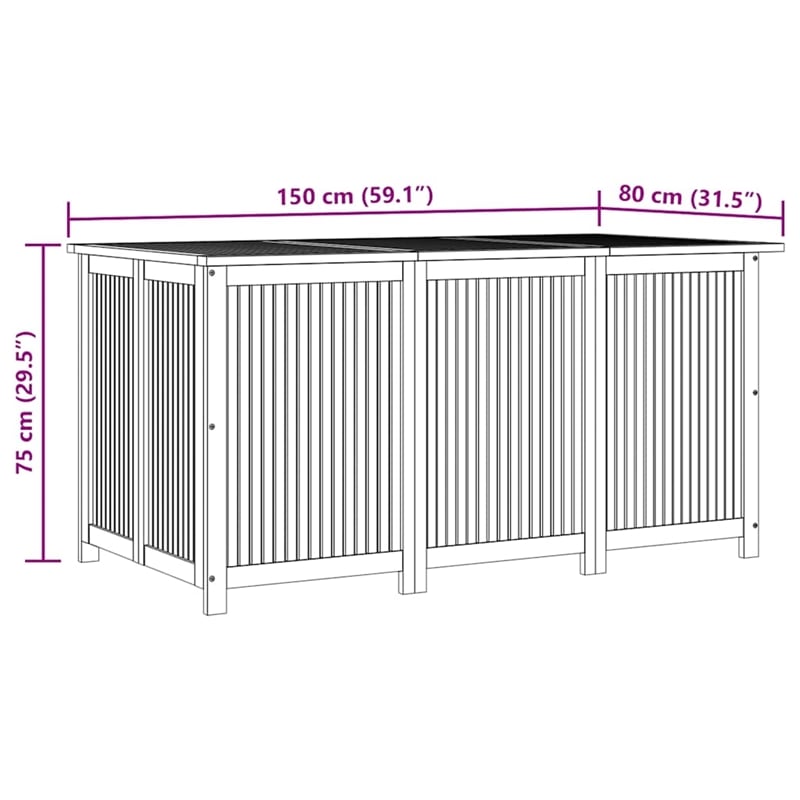 vidaXL Garden Storage Box 150x80x75 cm Solid Wood Acacia