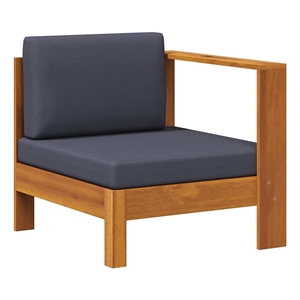 vidaXL Middle Sofa with 1 Armrest Dark Gray Solid Acacia Wood