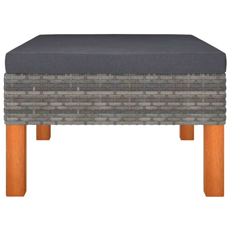 vidaXL Footstool Poly Rattan and Solid Eucalyptus Wood
