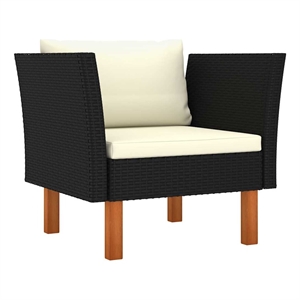 vidaXL Patio Sofa Poly Rattan and Solid Eucalyptus Wood