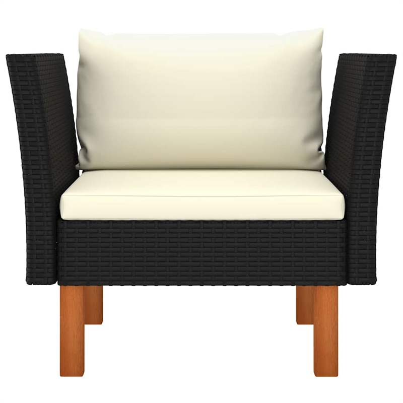 vidaXL Patio Sofa Poly Rattan and Solid Eucalyptus Wood