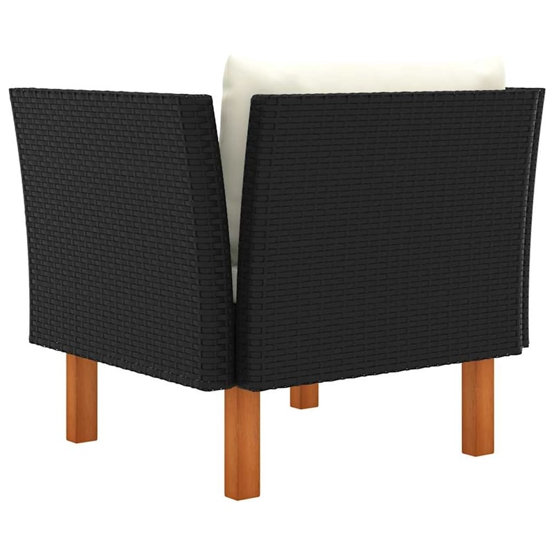 vidaXL Patio Sofa Poly Rattan and Solid Eucalyptus Wood