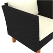 vidaXL Patio Sofa Poly Rattan and Solid Eucalyptus Wood