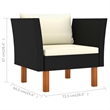vidaXL Patio Sofa Poly Rattan and Solid Eucalyptus Wood