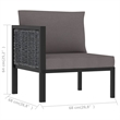 vidaXL Sectional Corner Sofa with Right Armrest Poly Rattan Anthracite
