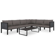 vidaXL Sectional Corner Sofa with Right Armrest Poly Rattan Anthracite