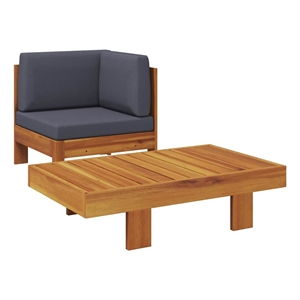 vidaXL 2 Piece Patio Lounge Set with Dark Gray Cushions Acacia Wood