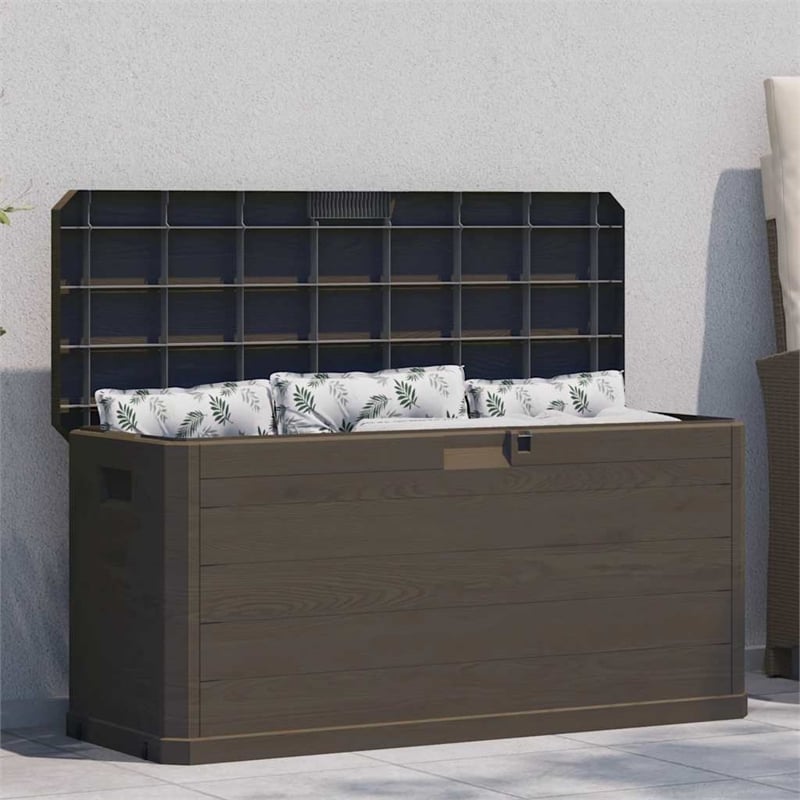 vidaXL Patio Storage Box 74 gal Brown Plastic