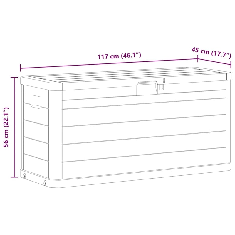 vidaXL Patio Storage Box 74 gal Brown Plastic