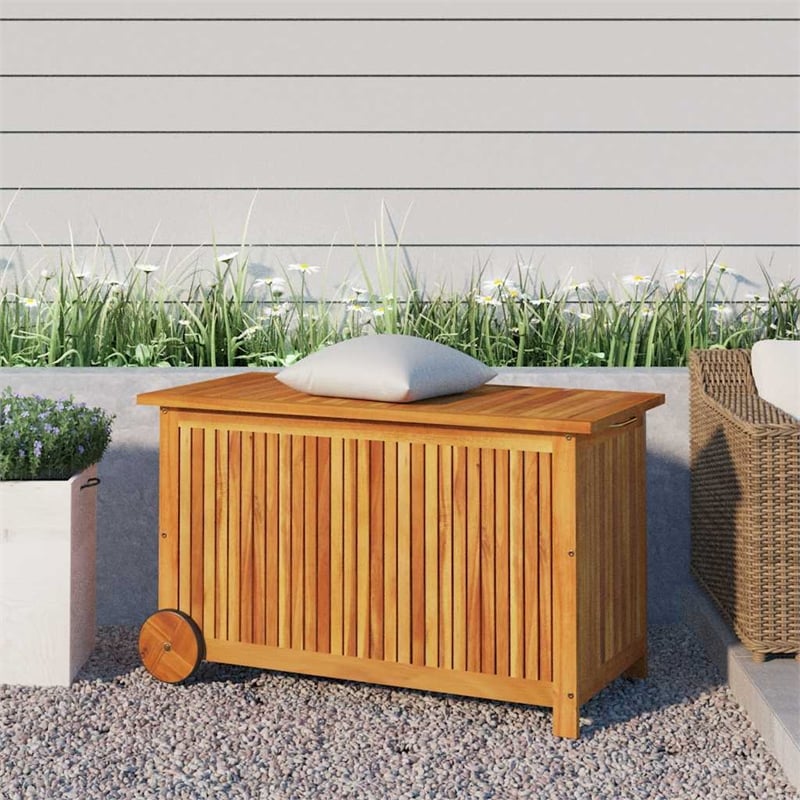 vidaXL Patio Storage Box with Wheels 35.4