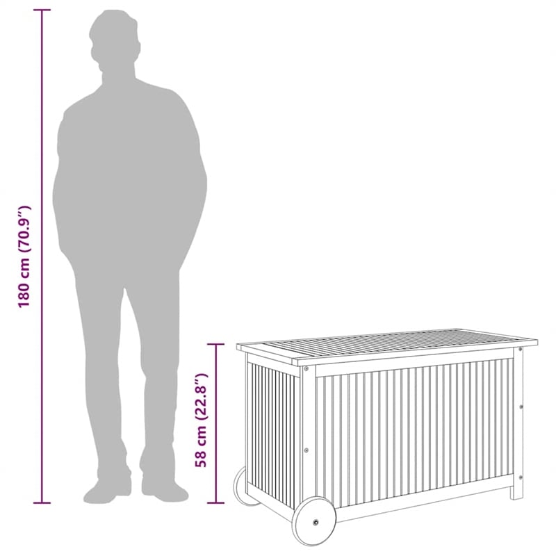vidaXL Patio Storage Box with Wheels 35.4