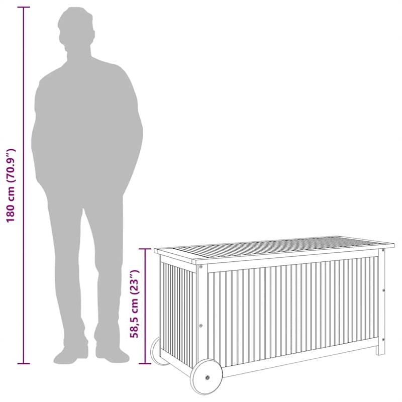 vidaXL Patio Storage Box with Wheels 44.5