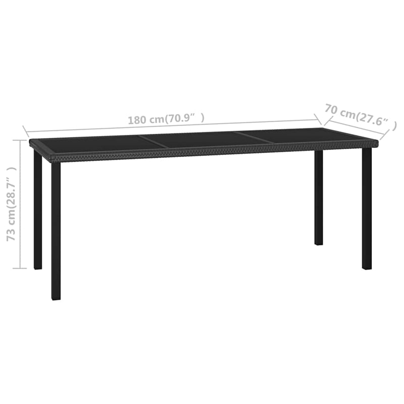 vidaXL Patio Dining Table Black 70.9