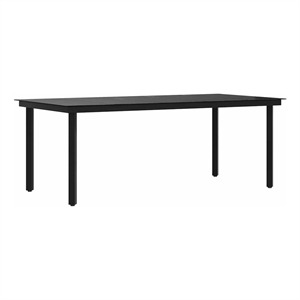vidaXL Patio Dining Table Black 78.7&quotx39.4&quotx29.1&quot Steel and Glass
