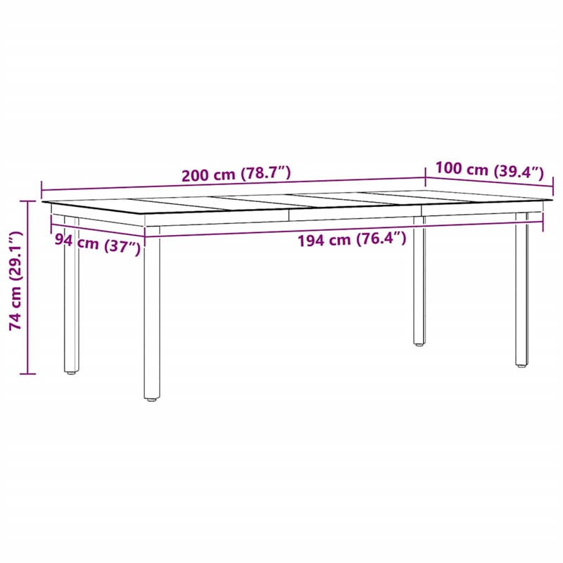 vidaXL Patio Dining Table Black 78.7