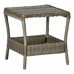 vidaXL Patio Table Brown 7.7&quotx17.7&quotx18.3&quot Poly Rattan