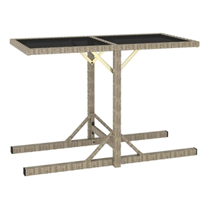 vidaXL Patio Table Beige 43.3&quotx20.9&quotx28.3&quot Glass and Poly Rattan