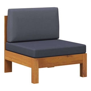 vidaXL Middle Sofa with Dark Gray Cushions Solid Acacia Wood