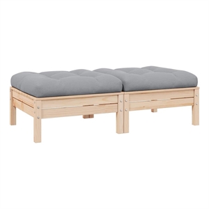 vidaXL 2-Seater Patio Sofa with Gray Cushions Solid Pinewood