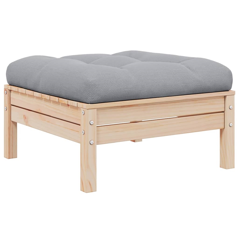 vidaXL 2-Seater Patio Sofa with Gray Cushions Solid Pinewood