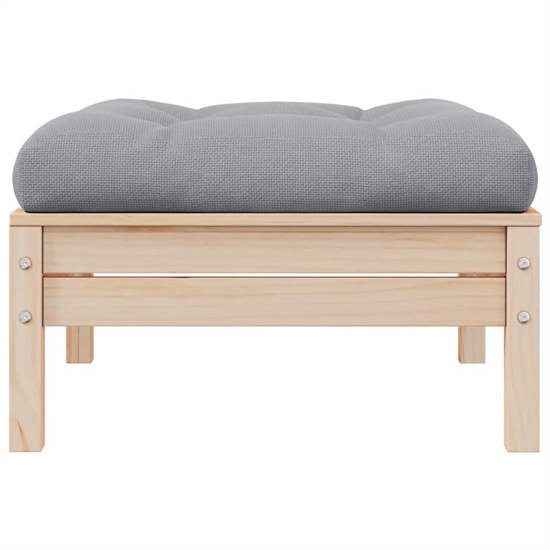vidaXL 2-Seater Patio Sofa with Gray Cushions Solid Pinewood
