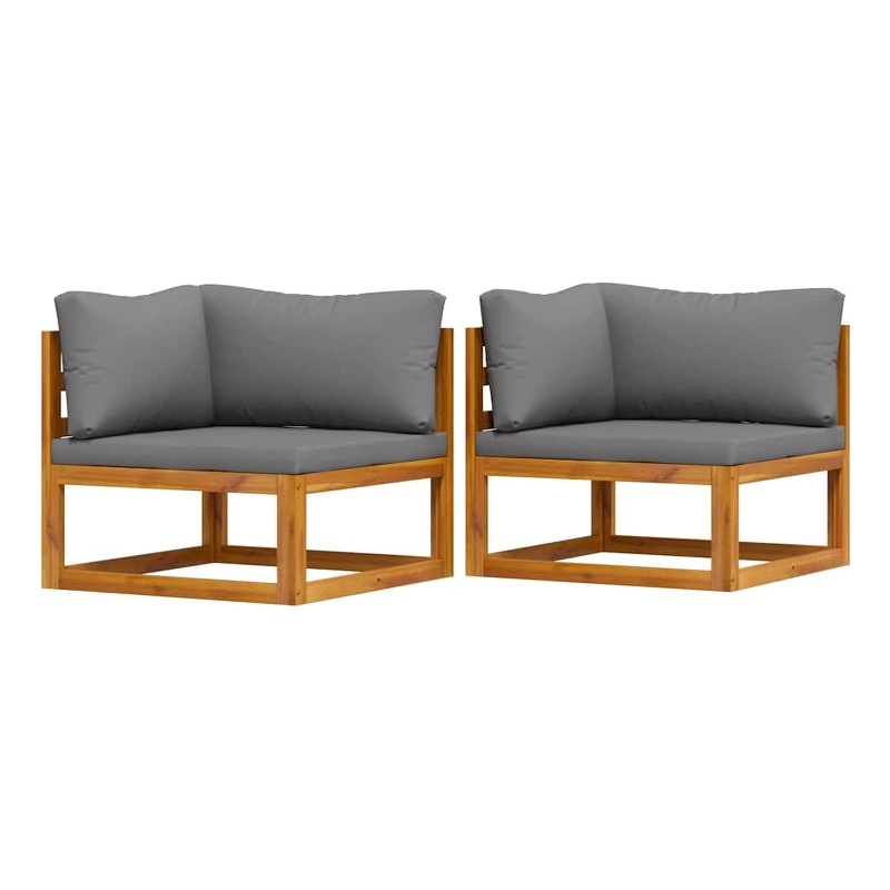 vidaXL Sectional Corner Sofas 2 pcs with Cushions Dark Gray