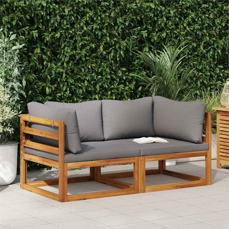 vidaXL Sectional Corner Sofas 2 pcs with Cushions Dark Gray