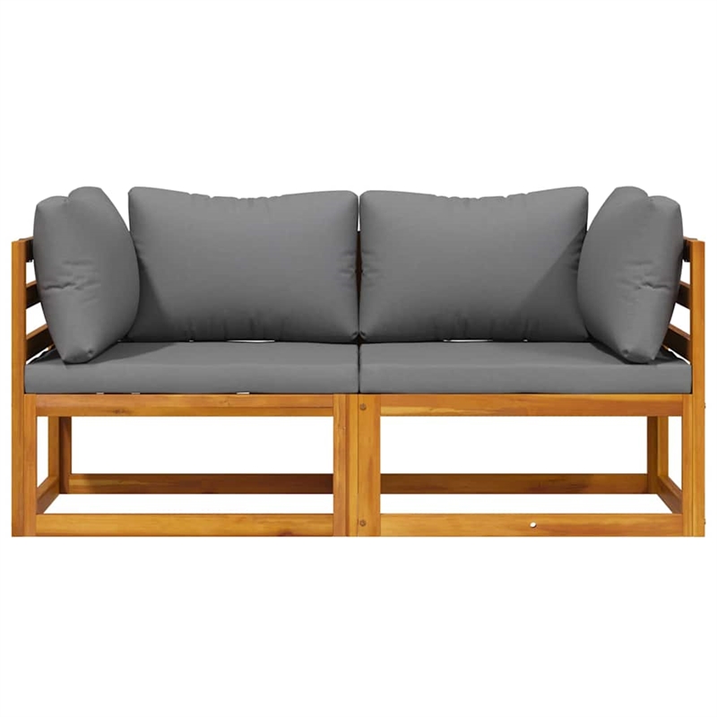 vidaXL Sectional Corner Sofas 2 pcs with Cushions Dark Gray
