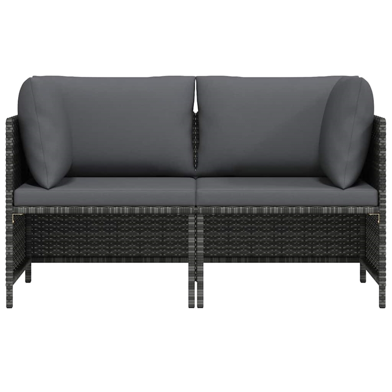 vidaXL 2-Seater Patio Sofa with Cushions Gray Poly Rattan