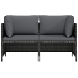 vidaXL 2-Seater Patio Sofa with Cushions Gray Poly Rattan