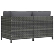 vidaXL 2-Seater Patio Sofa with Cushions Gray Poly Rattan
