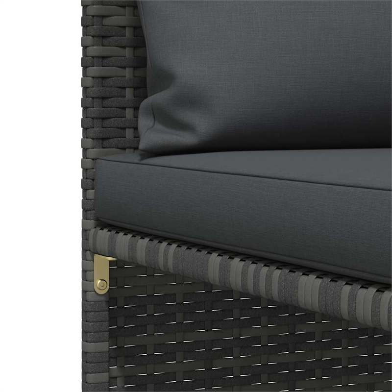 vidaXL 2-Seater Patio Sofa with Cushions Gray Poly Rattan