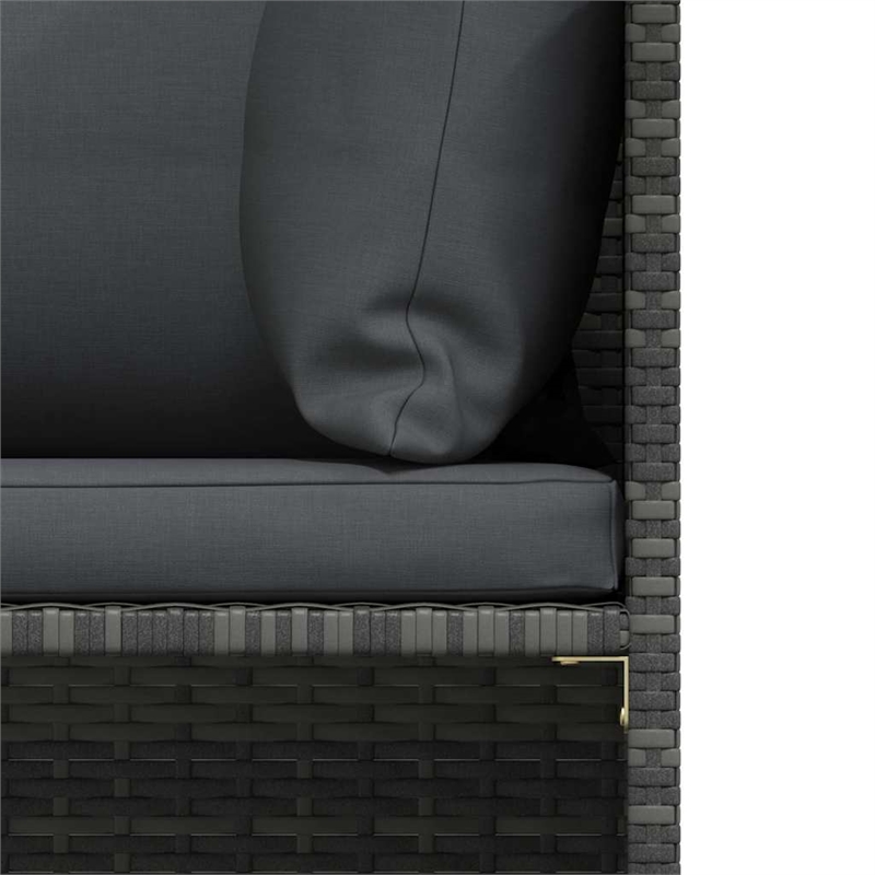 vidaXL 2-Seater Patio Sofa with Cushions Gray Poly Rattan