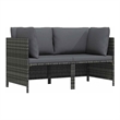 vidaXL 2-Seater Patio Sofa with Cushions Gray Poly Rattan