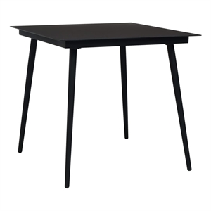 vidaXL Patio Dining Table Black 31.5&quotx31.5&quotx29.1&quot Steel and Glass