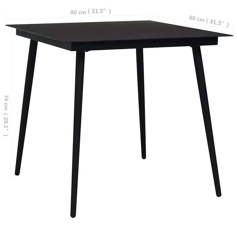 vidaXL Patio Dining Table Black 31.5