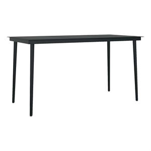 vidaXL Patio Dining Table Black 55.1&quotx27.6&quotx29.1&quot Steel and Glass