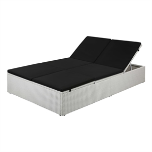 vidaXL Sun Lounger with Cushion Poly Rattan Black