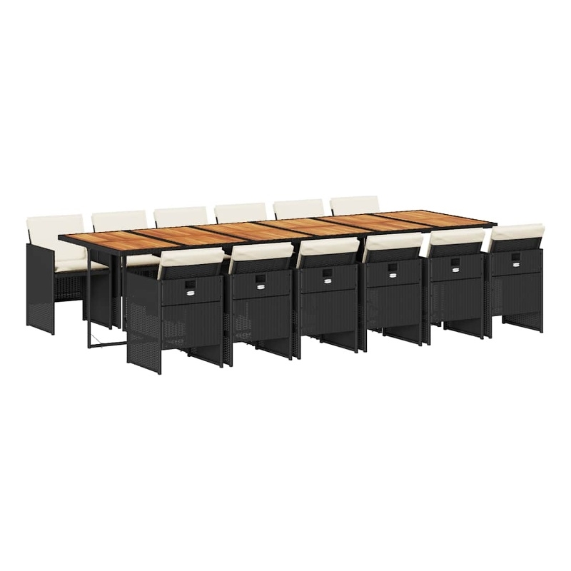 vidaXL Garden Dining Set Black and cream white