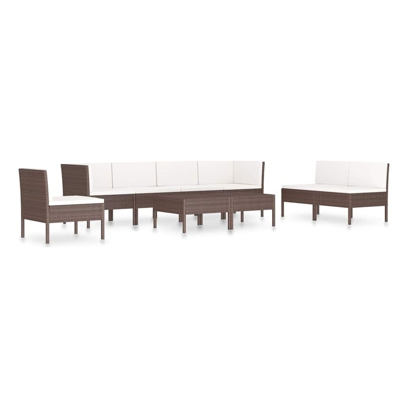 vidaXL 9 Piece Patio Lounge Set with Cushions Poly Rattan Brown