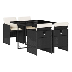 vidaXL Garden Dining Set Black and Cream White