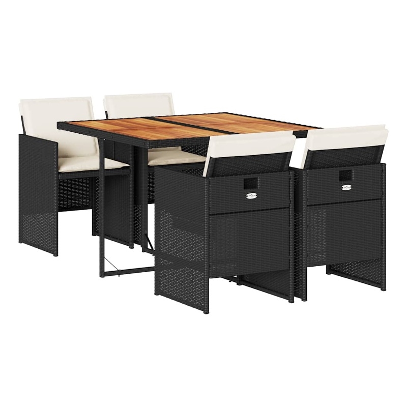 vidaXL Garden Dining Set Black and cream
