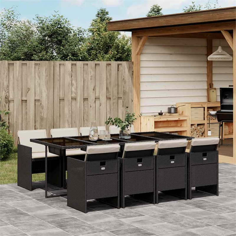 vidaXL Garden Dining Set Black PE Rattan 8-seater UV-resistant materials