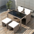 vidaXL 5 Piece Patio Dining Set with Cushions Poly Rattan Beige