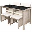 vidaXL 5 Piece Patio Dining Set with Cushions Poly Rattan Beige