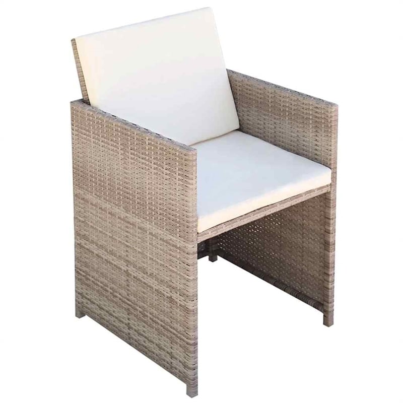 vidaXL 5 Piece Patio Dining Set with Cushions Poly Rattan Beige