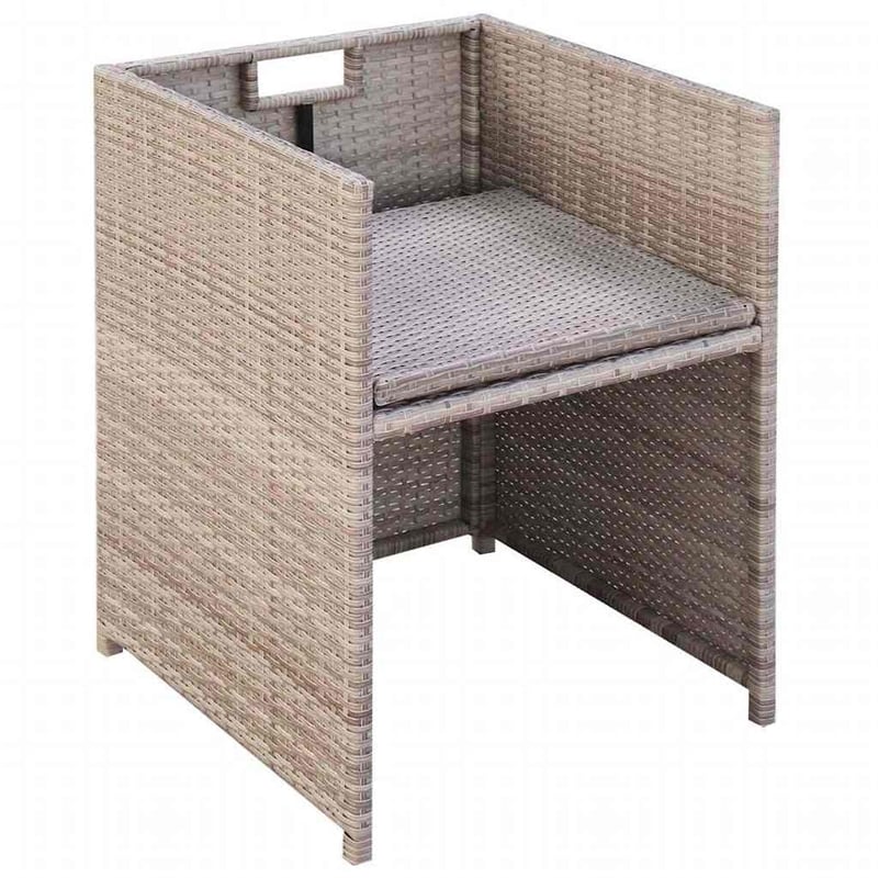 vidaXL 5 Piece Patio Dining Set with Cushions Poly Rattan Beige