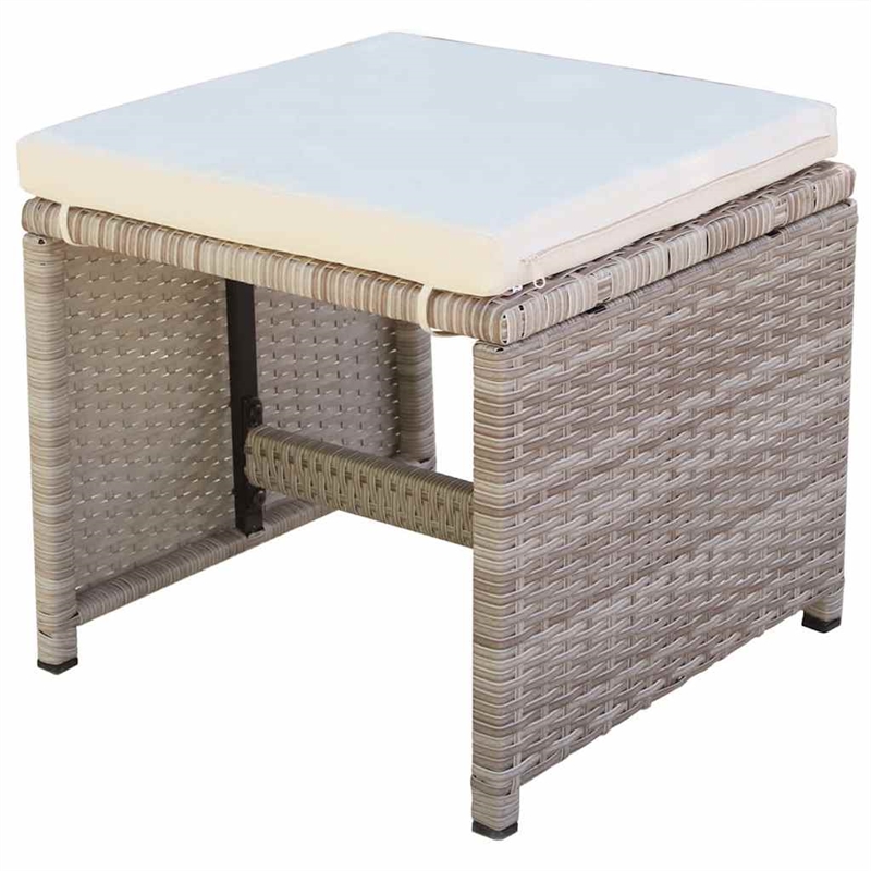 vidaXL 5 Piece Patio Dining Set with Cushions Poly Rattan Beige