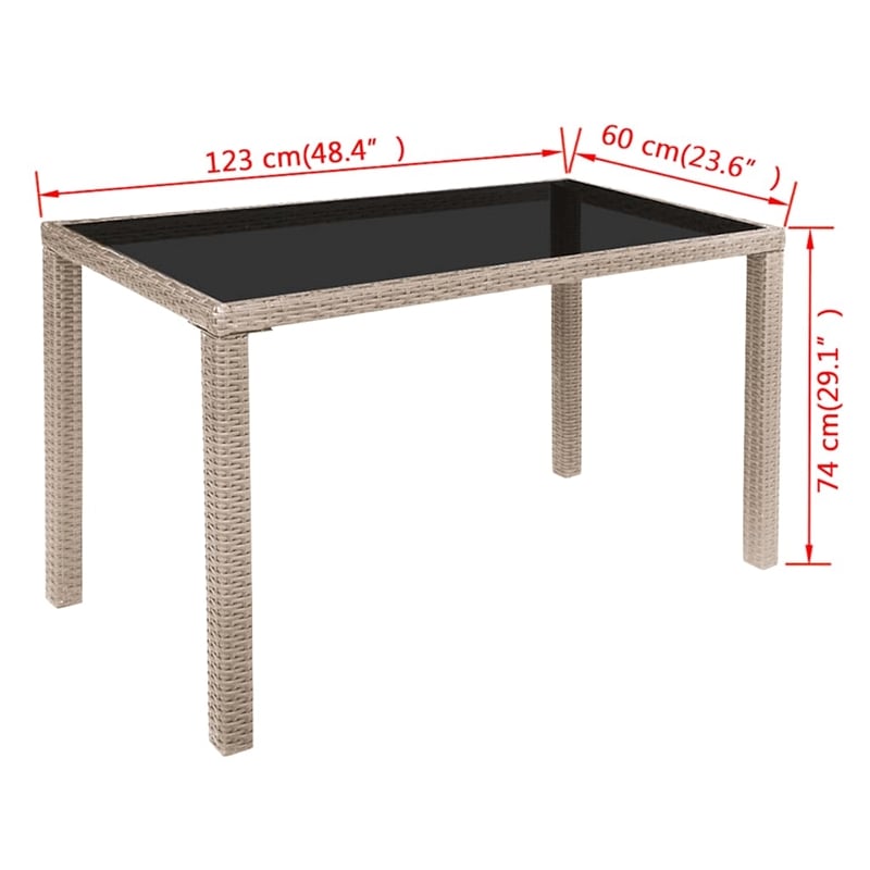 vidaXL 5 Piece Patio Dining Set with Cushions Poly Rattan Beige