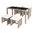 vidaXL 5 Piece Patio Dining Set with Cushions Poly Rattan Beige